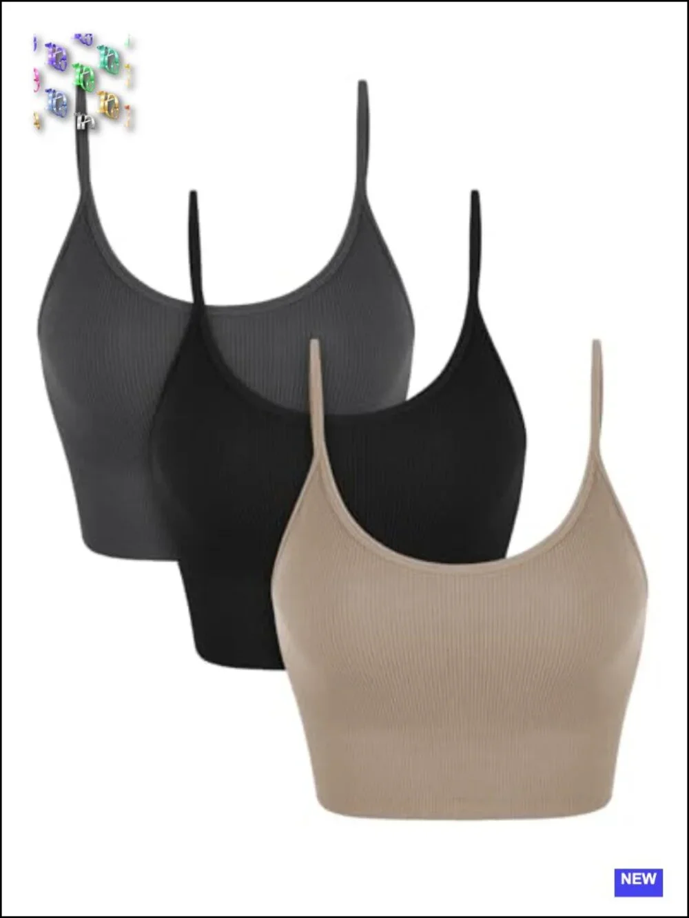 Seamless Ribbed Sports Bra Crop Tank Tops Non Padding Low Impact Yoga